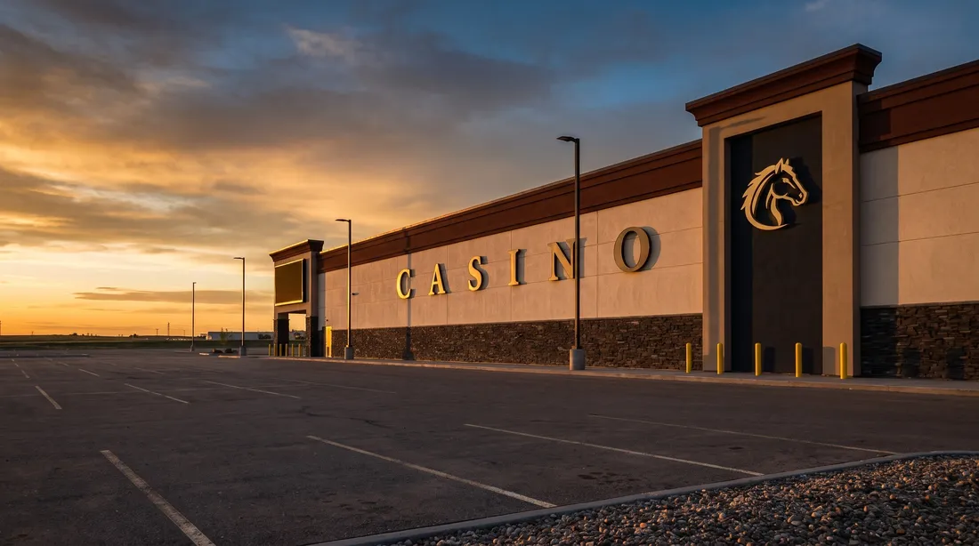 Gold Horse Casino from the parking lot at sunset