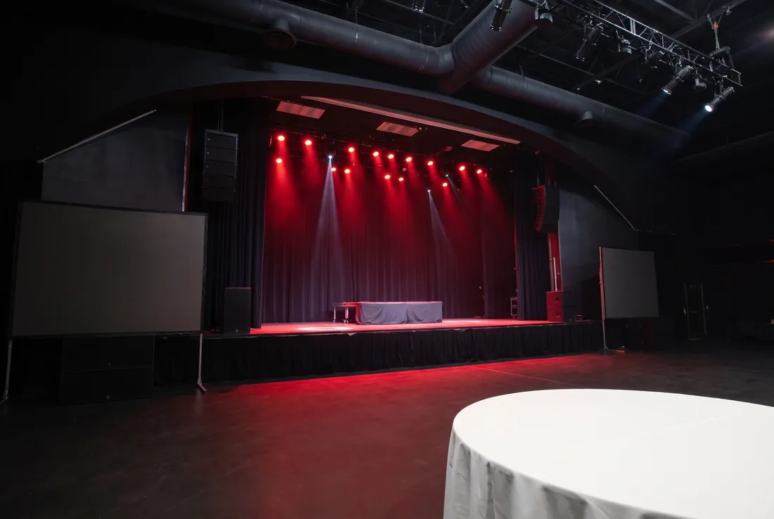 Empty stage of the Gold Horse events room